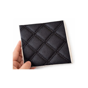 Material imitatie piele matlasata tapiterie romb negru cusatura neagra auto si casa