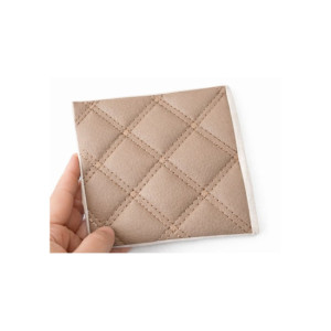 Material imitatie piele matlasata tapiterie romb bej cusatura bej auto si casa