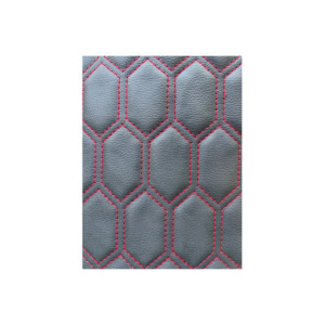 Material imitatie piele tapiterie hexagon negru /cusatura rosie
