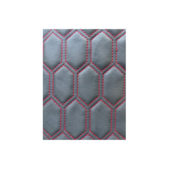 Material imitatie piele tapiterie hexagon negru /cusatura rosie Material imitatie piele tapiterie hexagon negru /cusatura rosie