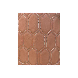 Material imitatie piele tapiterie hexagon maro /cusatura gri
