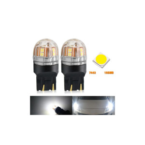 Bec 2 faze  T20 7443 W21/5W 15SMD 2835  12V CANBUS  nonpolar 320 lumen  Lumina alba 