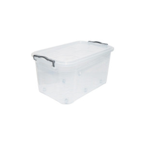 Cutie depozitare 50L cu capac si roti plastic transparenta
