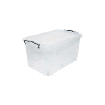 Cutie depozitare 50L cu capac si roti plastic transparenta Cutie depozitare 50L cu capac si roti plastic transparenta