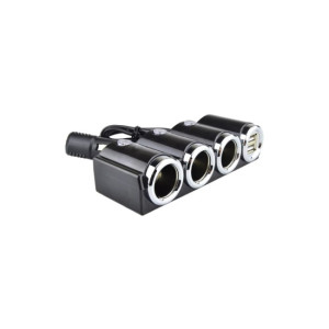 Prelungitor priza bricheta auto 3 iesiri si 2 porturi USB
