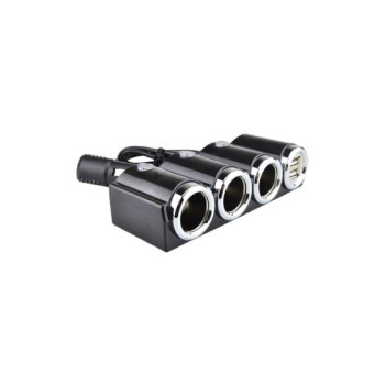 Prelungitor priza bricheta auto 3 iesiri si 2 porturi USB Prelungitor priza bricheta auto 3 iesiri si 2 porturi USB