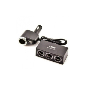 Prelungitor priza bricheta auto 4 iesiri si port USB