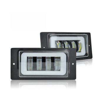 Set proiectoareLED auto 15W cu angel eyes DRL alb sau galben 12V 24V