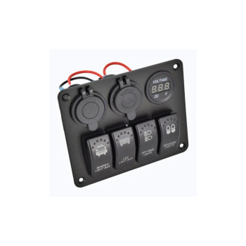 Panou de comutatoare cu priz?, voltmetru, 4 ?ntrerup?toare ?i port USB 