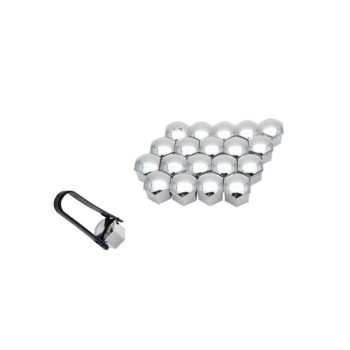 Set capace prezoane auto crom premium 17 mm sau 19 mm 20 bucati cu cheie Set capace prezoane auto crom premium 17 mm sau 19 mm 20 bucati cu cheie