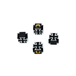 Capace valve auto forma cruce negru alb 4 bucati