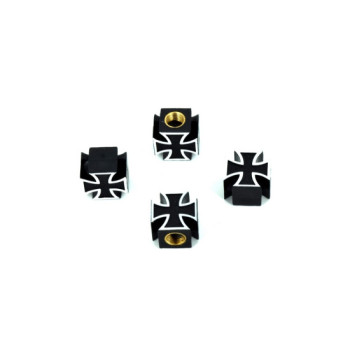 Capace valve auto forma cruce negru alb 4 bucati Capace valve auto forma cruce negru alb 4 bucati