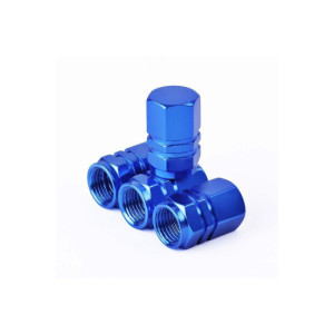 Capace valve auto aluminiu albastre 4 bucati
