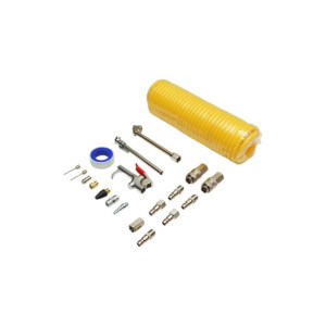 Set 20 accesorii compresor aer cu furtun spiralat, pistol, conectori, duze si cuple rapide universale