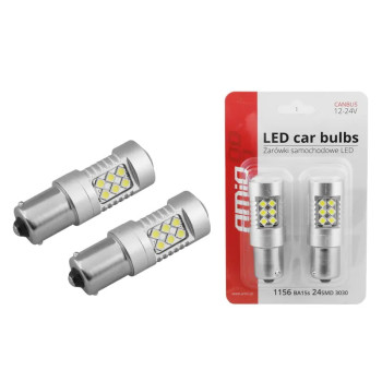 Bec Led Canbus 24SMD 3030 1156 (P21W) White 12V/24V Amio 