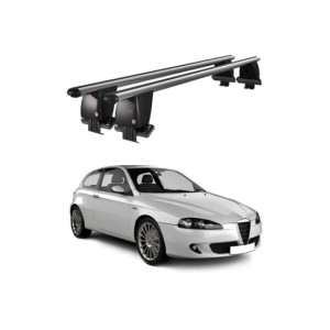 Bare transversale portbagaj auto aluminiu compatibile plafon neted Alfa Romeo 147 2000-2010 argintii sau negre