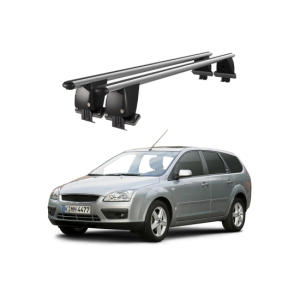 Bare transversale portbagaj auto aluminiu compatibile plafon neted Ford Focus II Combi 2004-2011 argintii sau negre