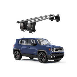 Bare transversale portbagaj auto aluminiu compatibile plafon neted Jeep Renegade 2014-> argintii sau negre