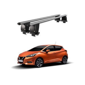 Bare transversale portbagaj auto aluminiu compatibile plafon neted Nissan Micra K14 2017-> argintii sau negre