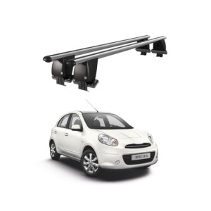 Bare transversale portbagaj auto aluminiu compatibile plafon neted Nissan Micra March K13 2010-2017 argintii sau negre