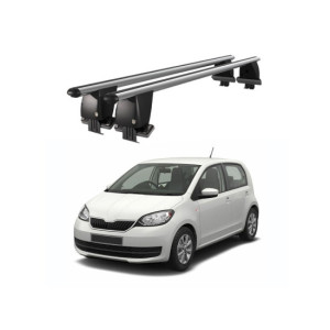 Bare transversale portbagaj auto aluminiu compatibile plafon neted Skoda Citigo 2012-> argintii sau negre