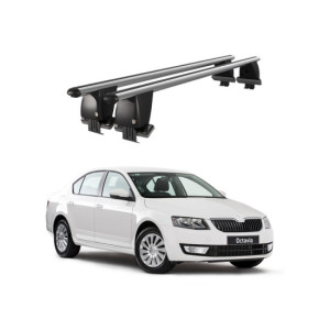 Bare transversale portbagaj auto aluminiu compatibile plafon neted Skoda Octavia III 5E 2013-> argintii sau negre