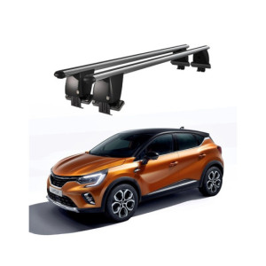 Bare transversale portbagaj auto aluminiu compatibile plafon neted Renault Captur 2019-> argintii sau negre