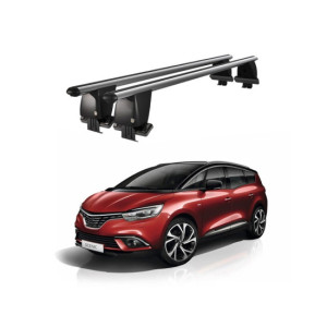 Bare transversale portbagaj auto aluminiu compatibile plafon neted Renault Grand Scenic 2017-> argintii sau negre