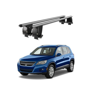 Bare transversale portbagaj auto aluminiu compatibile plafon neted Volkswagen Tiguan I 5N 2007-2011 argintii sau negre