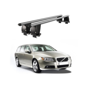 Bare transversale portbagaj auto aluminiu compatibile plafon neted Volvo V70 2007-2016 argintii sau negre