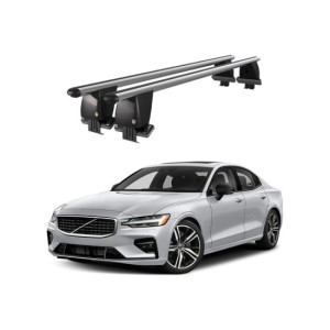 Bare transversale portbagaj auto aluminiu compatibile plafon neted Volvo S60 2018-> argintii sau negre