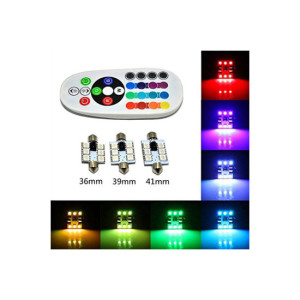 Set 2Becuri Sofit 41mm RGB cu telecomanda 6 LED SMD 5050 RGB 12V