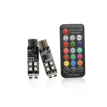 Set 2 becuri pozitie RGB T10 cu telecomanda 10 LED SMD2835 12V Set 2 becuri pozitie RGB T10 cu telecomanda 10 LED SMD2835 12V