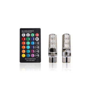 Set 2 becuri T10 RGB cu telecomanda IR 6SMD 5050 12V