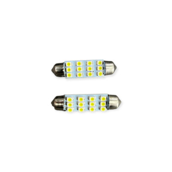 Bec LED SOFIT 43mm 12 SMD 3528 12V Lumina Alba