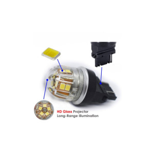 Bec o faza P27W 3156 15SMD 2835 12V CANBUS nonpolar 320 lumen Lumina alba