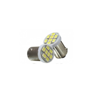 Bec auto BA9S 8 LED 1206, 12V, lumina alba 80 lm