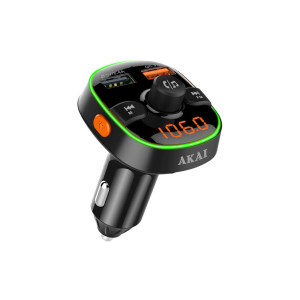 Modulator FM Akai  , Bluetooth, USB, functie incarcator telefon, microfon incorporat, afisaj LED 