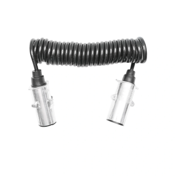 Cablu spiral 2.6m cu 2 stechere tata din metal, 7 pini pentru priza auto remorca Breckner Germany BK92797