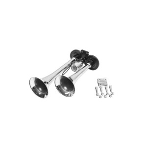 Claxon 2 trompete 12/24V pentru compresor aer auto crom-negru