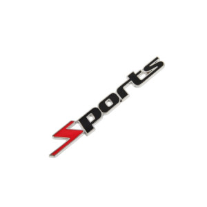 Emblema auto Sports culoare Negru-Rosu dimensiune 11.3cm x 1.3cm 