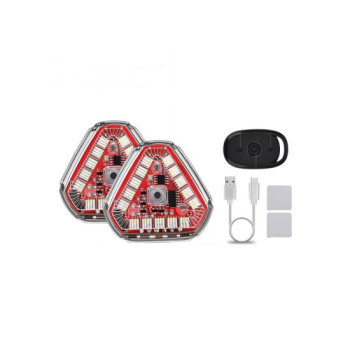 Set 2 lampi magnetice triunghi flash cu telecomanda si baterie reincarcabila RGB+W 