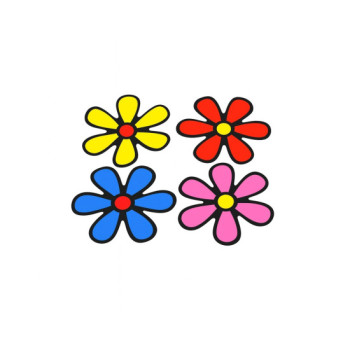 Set 10 abtibilduri Floricele auto 8cm in culori rosu albastru galben roz decorativ Set 10 abtibilduri Floricele auto 8cm in culori rosu albastru galben roz decorativ