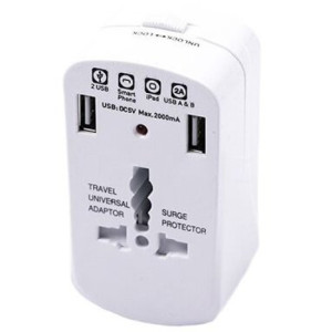 ADAPTOR UNIVERSAL PRIZA V-TAC (UK,US,EU) CU PROTECTIE SI 2USB 2.1A 