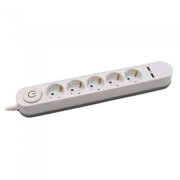 Prelungitor 5 Intrari Intrerupator iluminat & 2 Port-uri USB 3G 1.5mm x 3m Alb Prelungitor 5 Intrari Intrerupator iluminat & 2 Port-uri USB 3G 1.5mm x 3m Alb