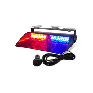 Lampa LED stroboscopica auto 48W pentru parbriz rosu albastru 16 LED 12V 