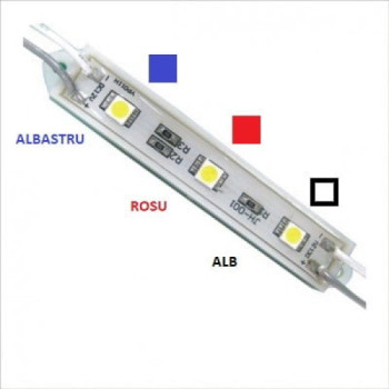 Modul 3 SMD 5050 12V CU 3 culori ALB-ROSU-ALBASTRU Modul 3 SMD 5050 12V CU 3 culori ALB-ROSU-ALBASTRU
