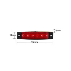 Lampa laterala 6 LED-uri 24v lumina rosie 14x54