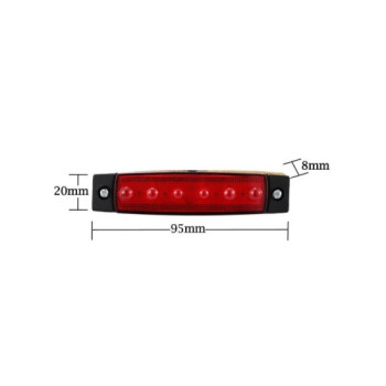 Lampa laterala 6 LED-uri 24v lumina rosie 14x54