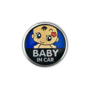 Ornament Baby in Car auto fundal albastru 13x13cm 